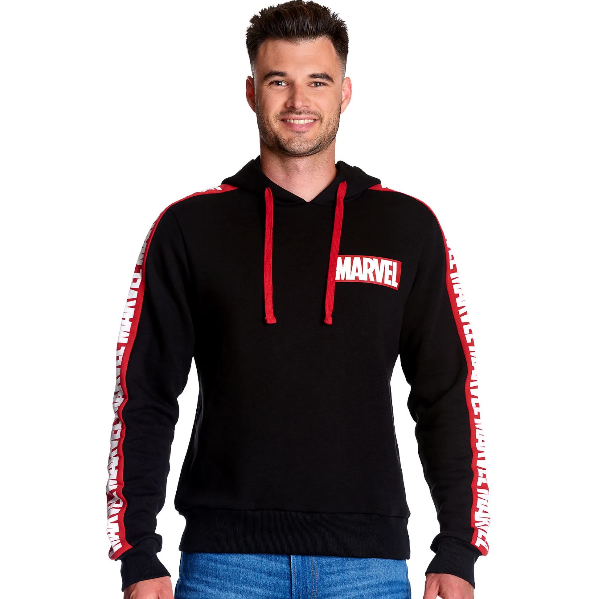 Marvel - Logo Hoodie met mouwprint zwart