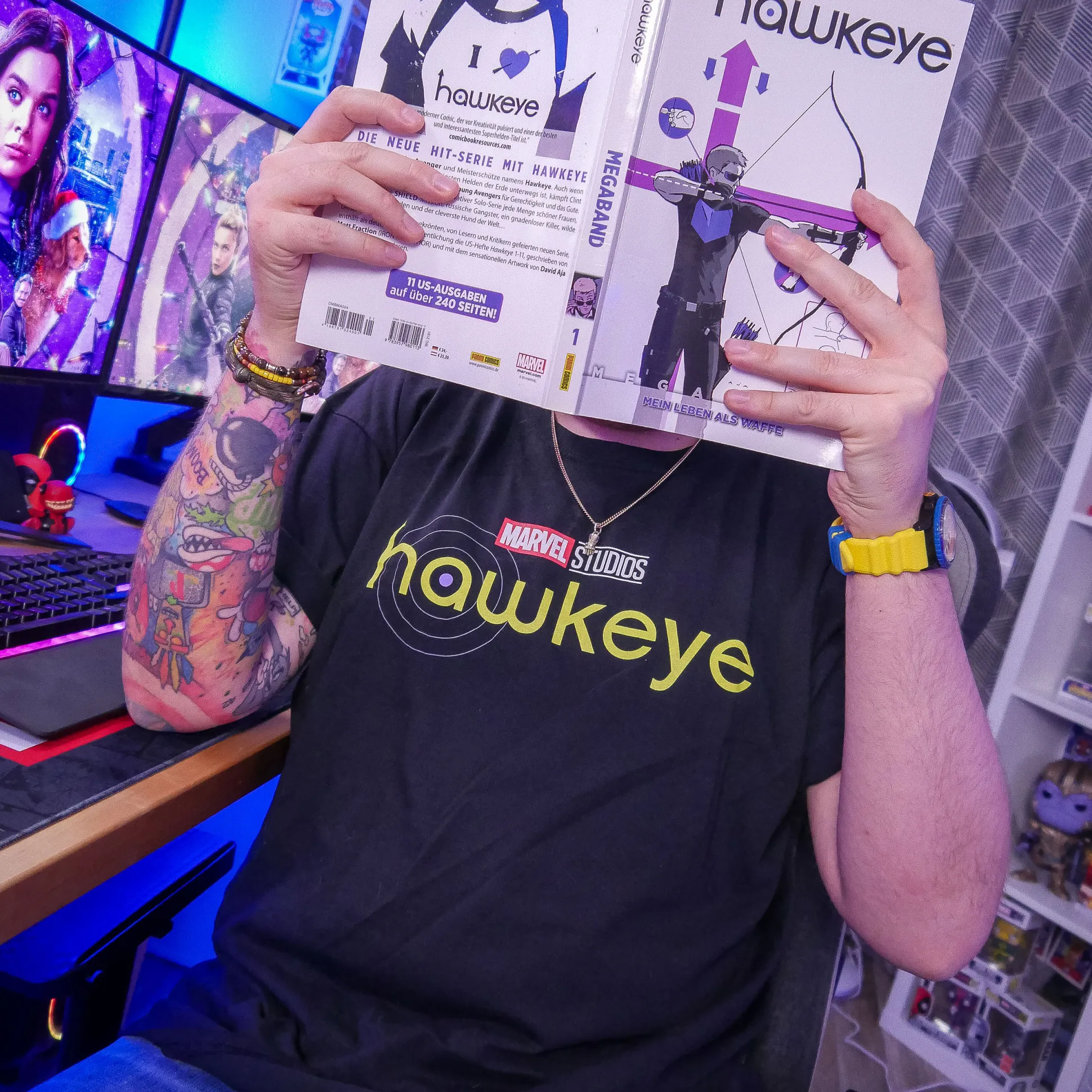 Marvel Hawkeye - Logo T-Shirt Zwart