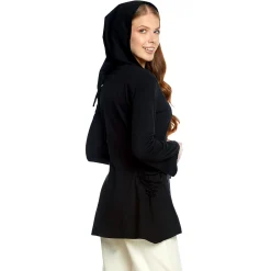 Middeleeuwse Blouse Lea met Capuchon Zwart