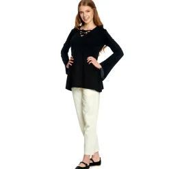 Middeleeuwse Blouse Lea met Capuchon Zwart