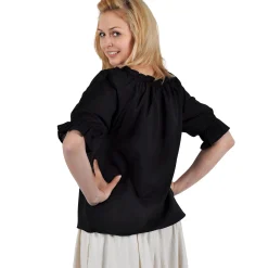 Middeleeuwse blouse met korte mouwen Sandra zwart