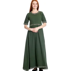 Middeleeuwse jurk Ennlin met korte mouwen groen