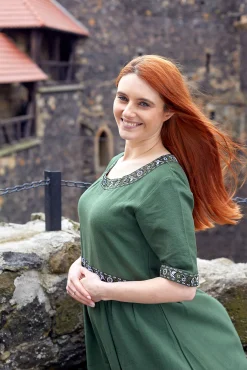 Middeleeuwse jurk Ennlin met korte mouwen groen