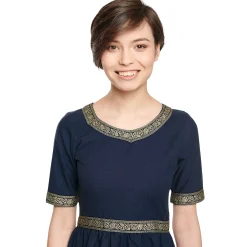 Middeleeuwse Jurk Ennlin met Korte Mouwen Blauw