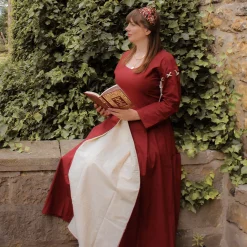 Middeleeuwse jurk Larina rood-beige