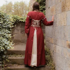 Middeleeuwse jurk Larina rood-beige