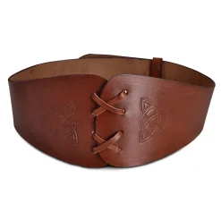 Middeleeuwse korsetriem Alana met Keltische embossing bruin