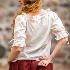 Middeleeuwse Korte Mouw Blouse Vera Beige