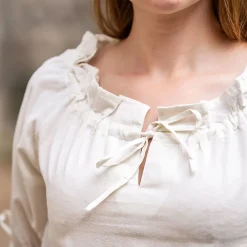 Middeleeuwse Korte Mouw Blouse Vera Beige