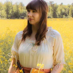 Middeleeuwse Korte Mouw Blouse Vera Beige