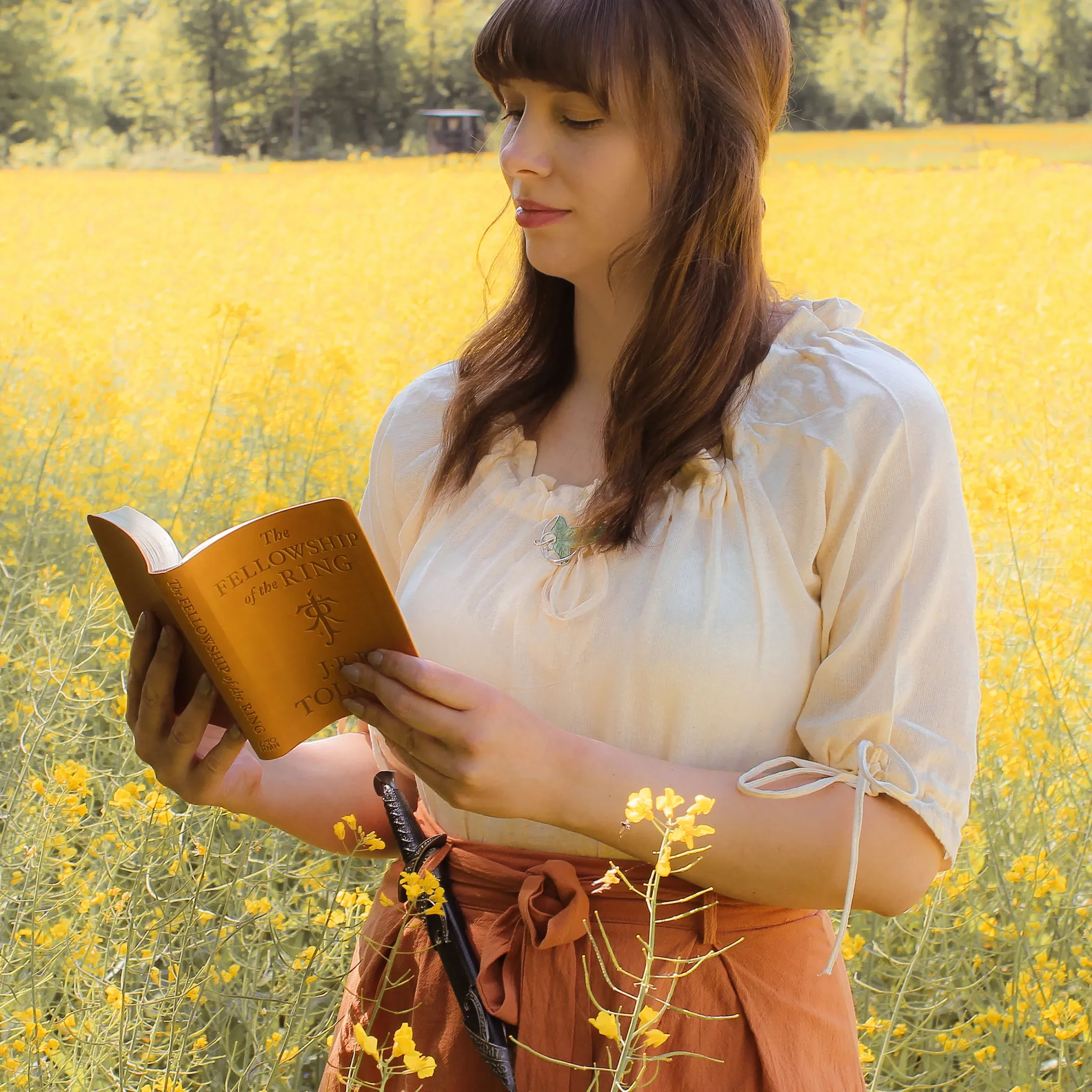 Middeleeuwse Korte Mouw Blouse Vera Beige