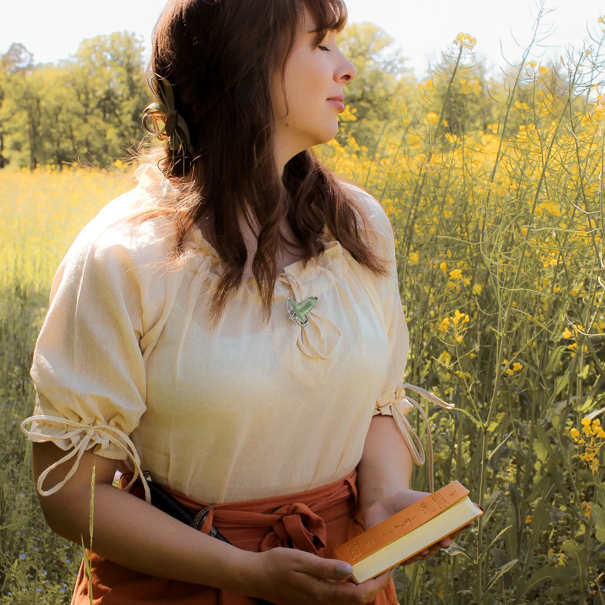 Middeleeuwse Korte Mouw Blouse Vera Beige