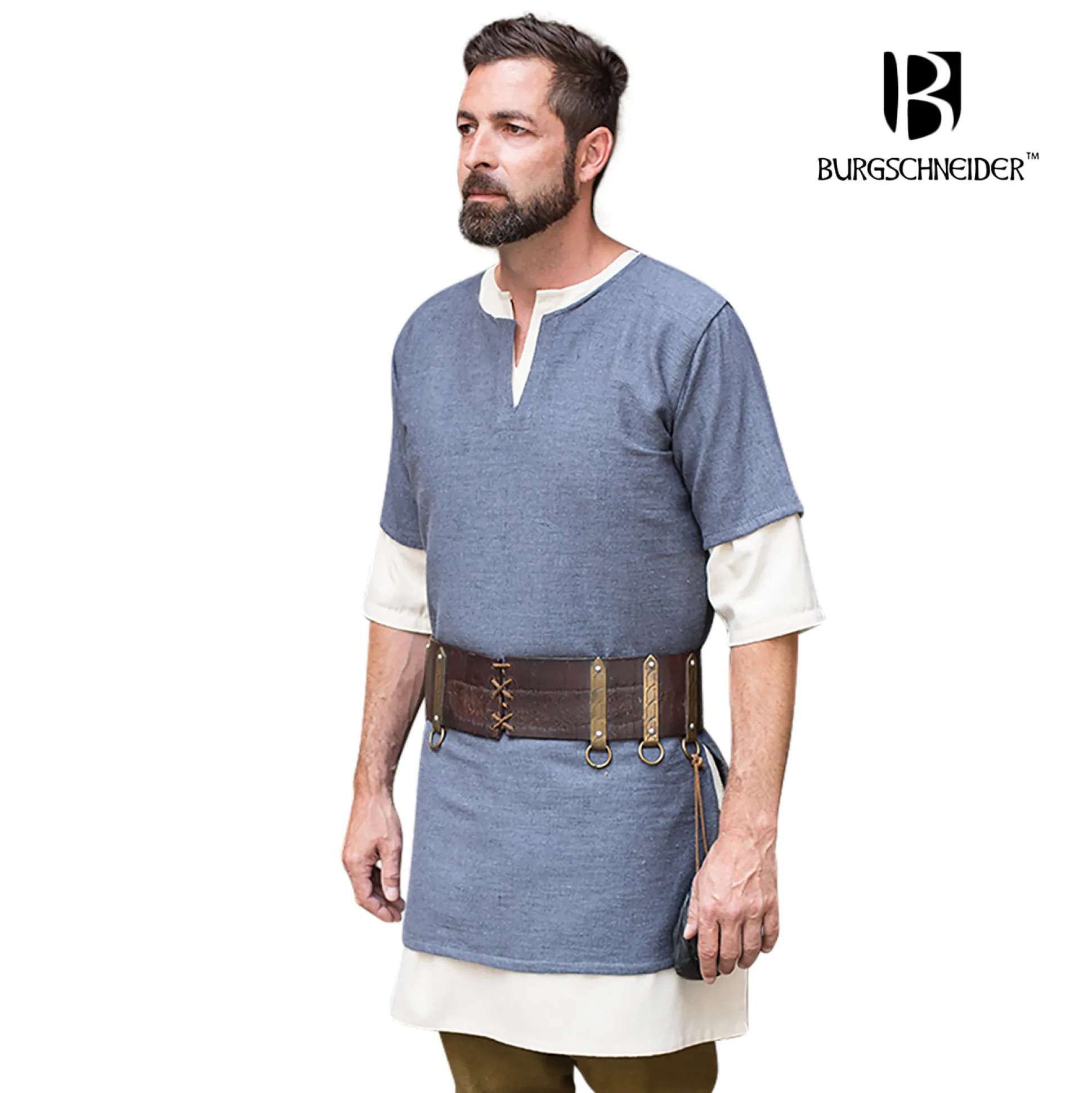 Middeleeuwse korte mouwen tuniek Aegir grijs