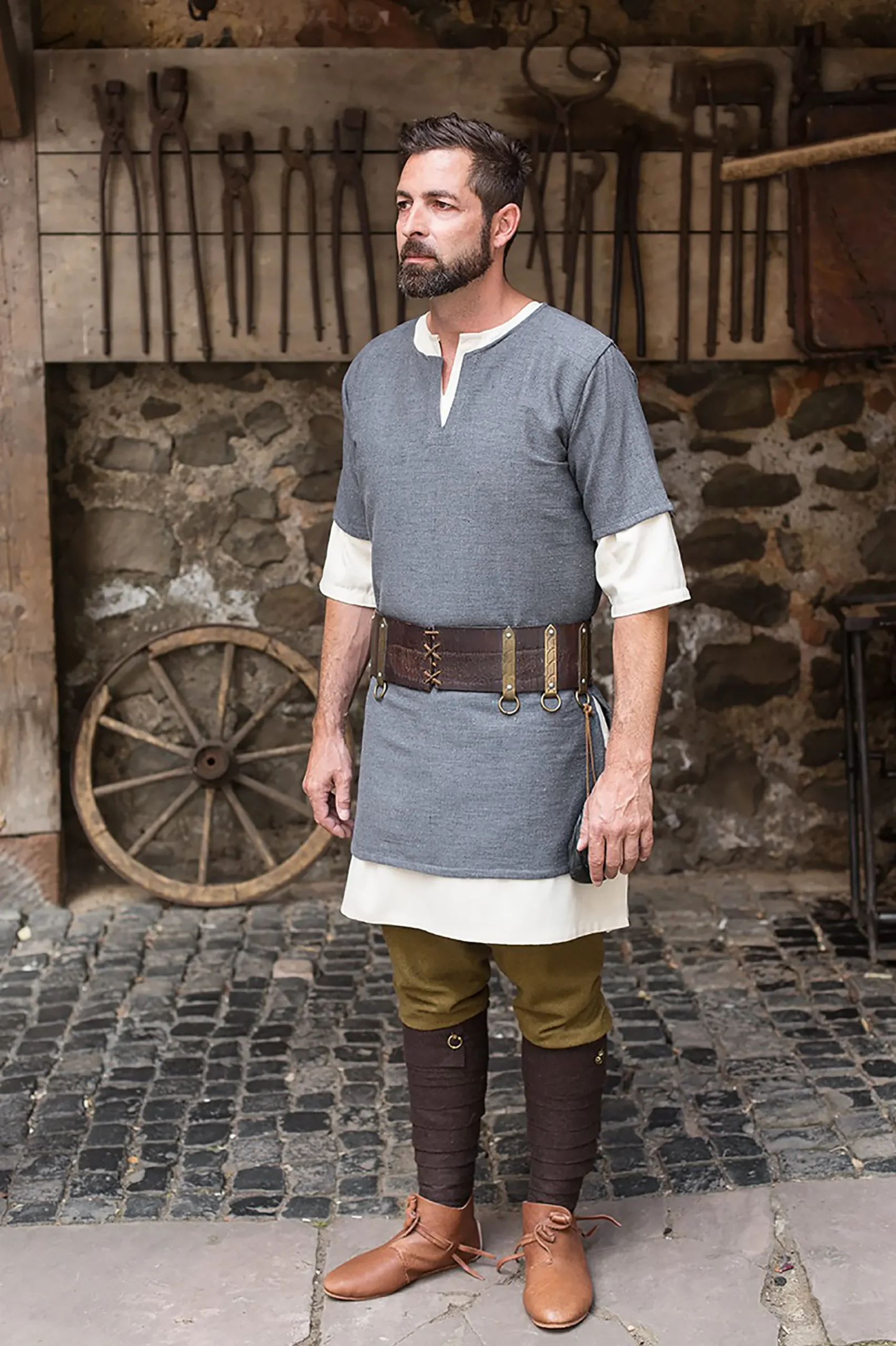 Middeleeuwse korte mouwen tuniek Aegir grijs