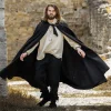 Middeleeuwse mantel Elinor zwart
