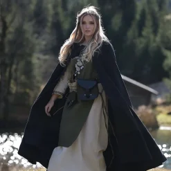 Middeleeuwse mantel Elinor zwart