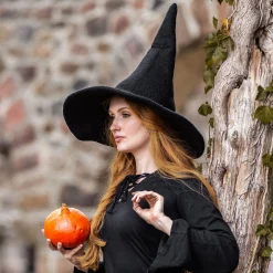 Middeleeuwse Puntige Hoed Agata Zwart