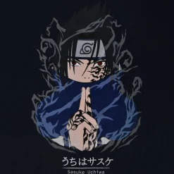Naruto - Sasuke Uchiha T-Shirt Blauw