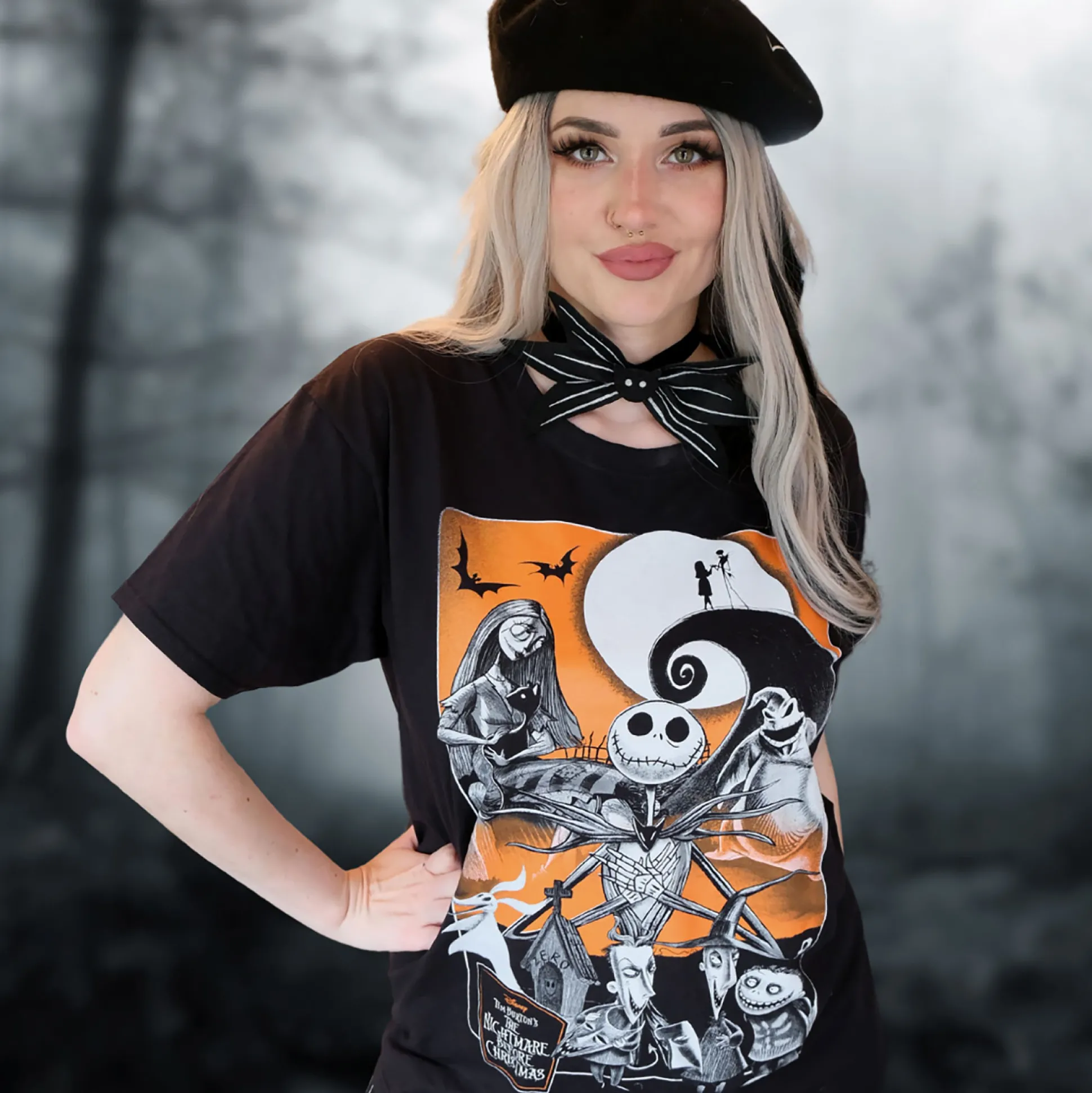 Nightmare Before Christmas - Oranje Maan T-Shirt zwart