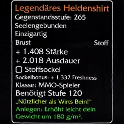 Niveau-120-Item Legendarische Held T-Shirt Zwart