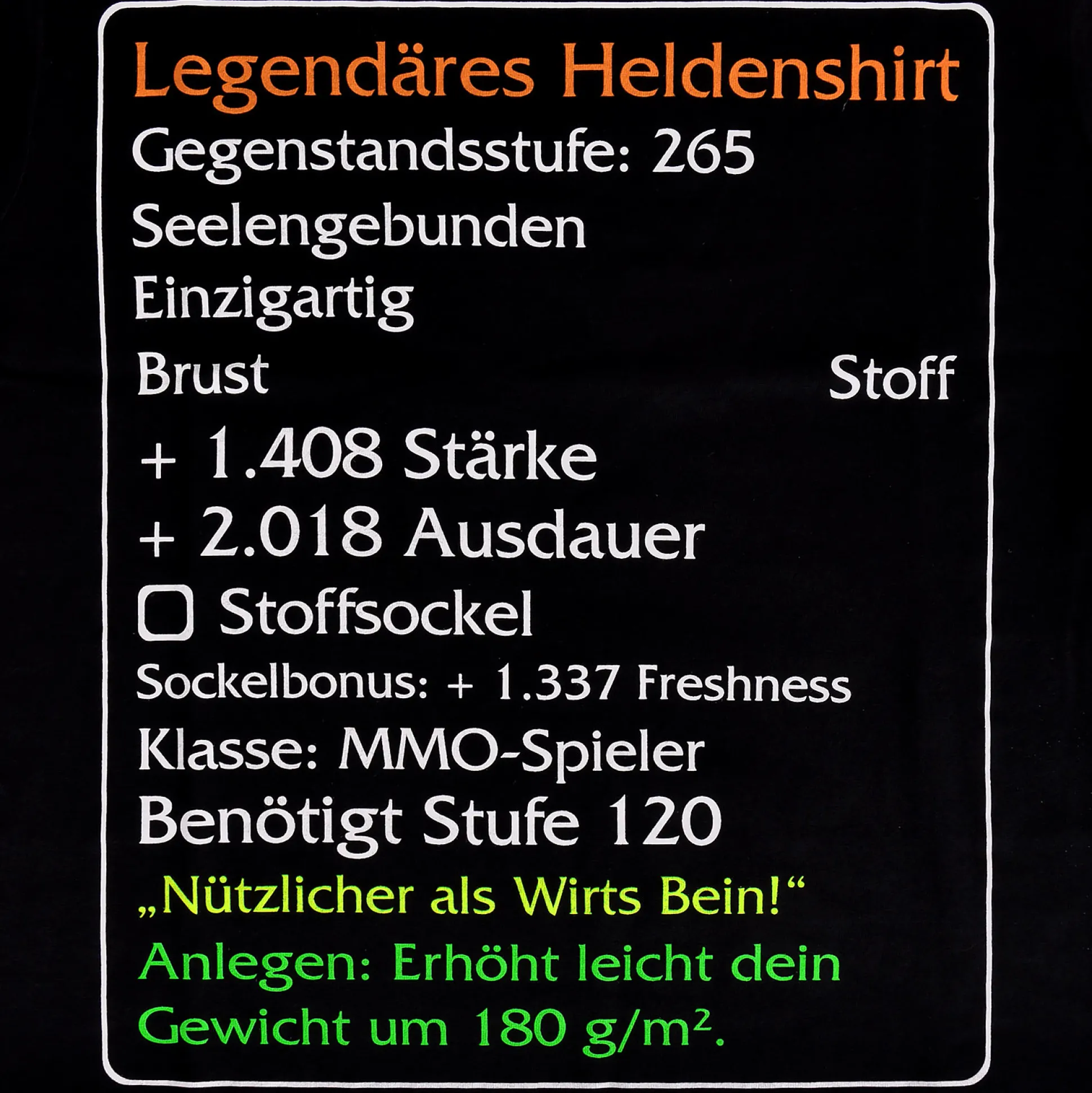 Niveau-120-Item Legendarische Held T-Shirt Zwart