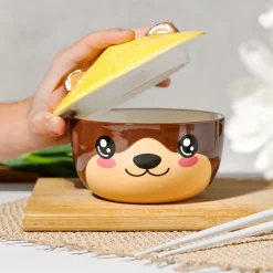 Otter Kawaii Kom met Deksel voor Anime Fans