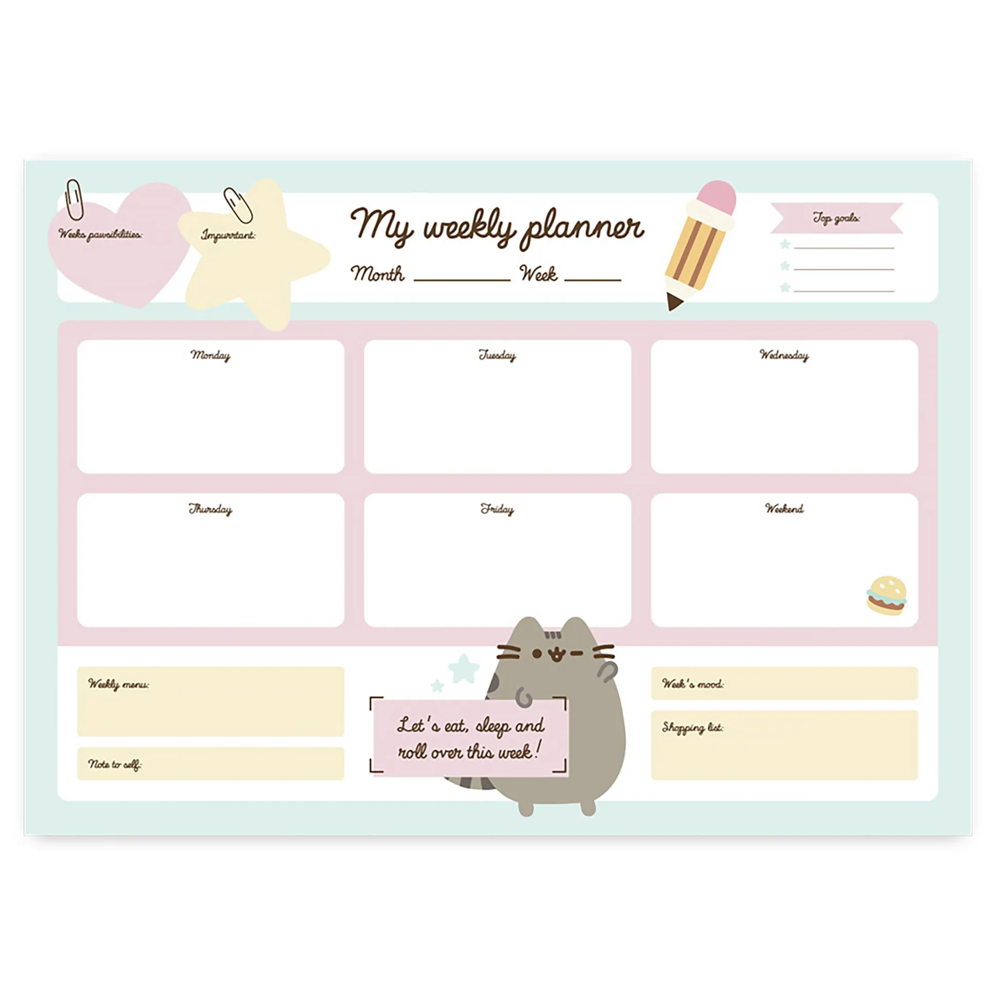 Pusheen - Eten en Slapen Weekplanner