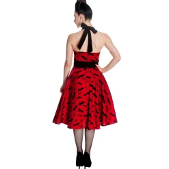 Rockabilly Jurk Bat rood-zwart