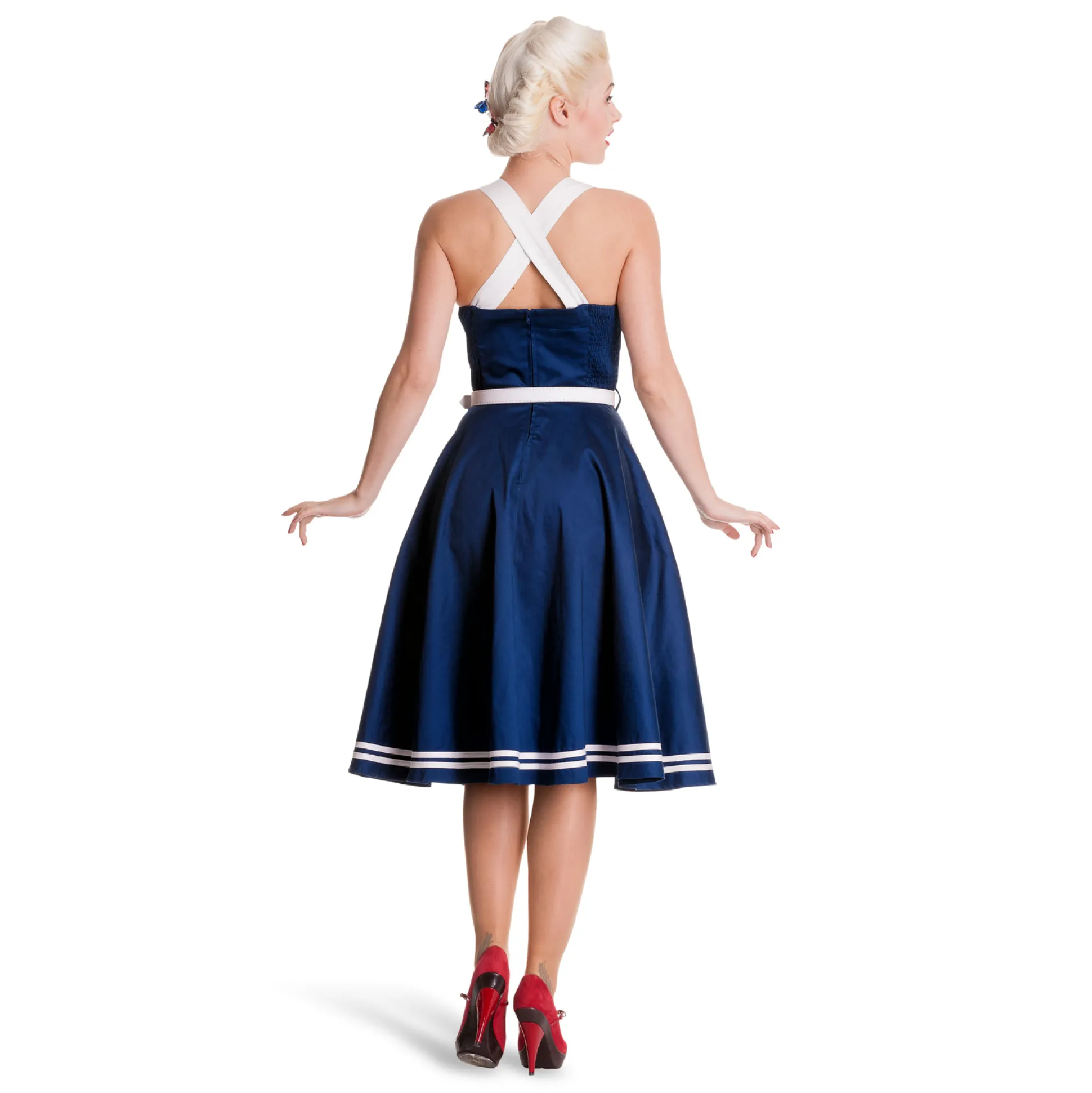 Rockabilly Jurk Siren met Riem Navy