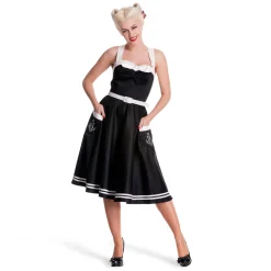 Rockabilly Jurk Siren met Riem Zwart
