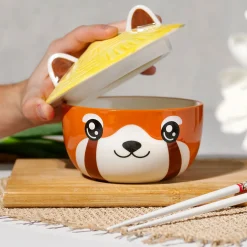 Rode Panda Kawaii Kom met Deksel voor Anime Fans