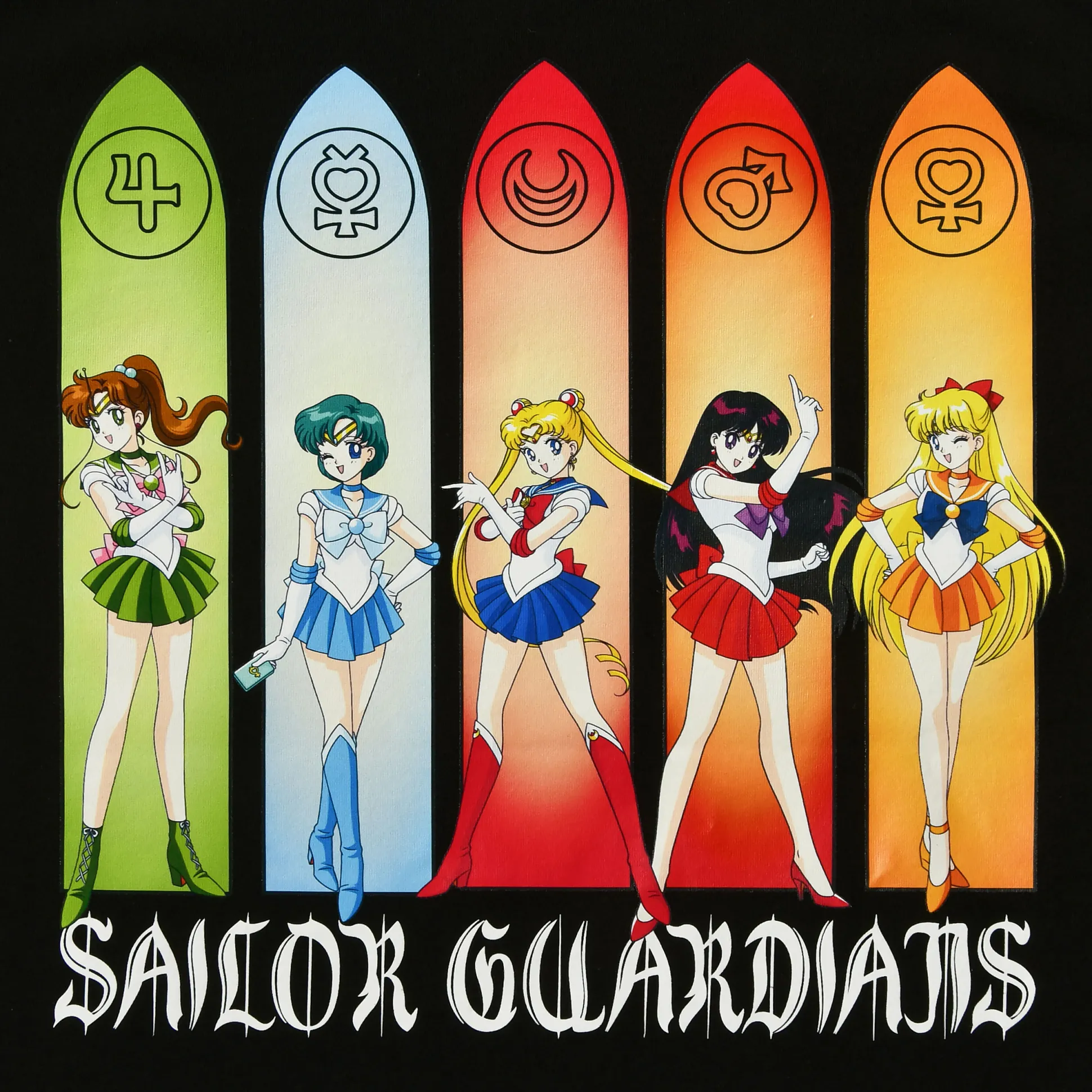 Sailor Moon - Sailor Guardians Inner Senshi T-shirt zwart