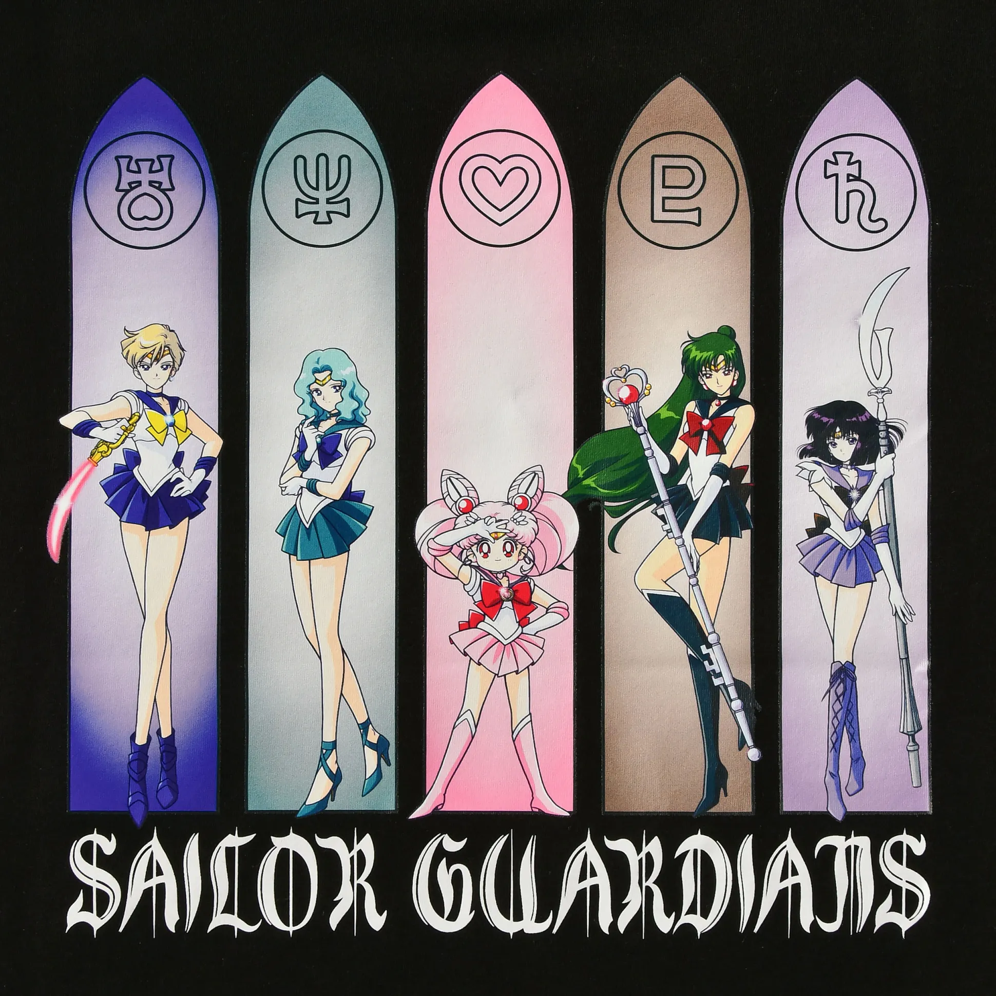 Sailor Moon - Sailor Guardians Outer Senshi zwart T-shirt