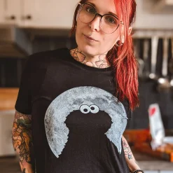 Sesamstraat - Cookie Monster Moonnight T-shirt zwart