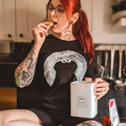 Sesamstraat - Cookie Monster Moonnight T-shirt zwart