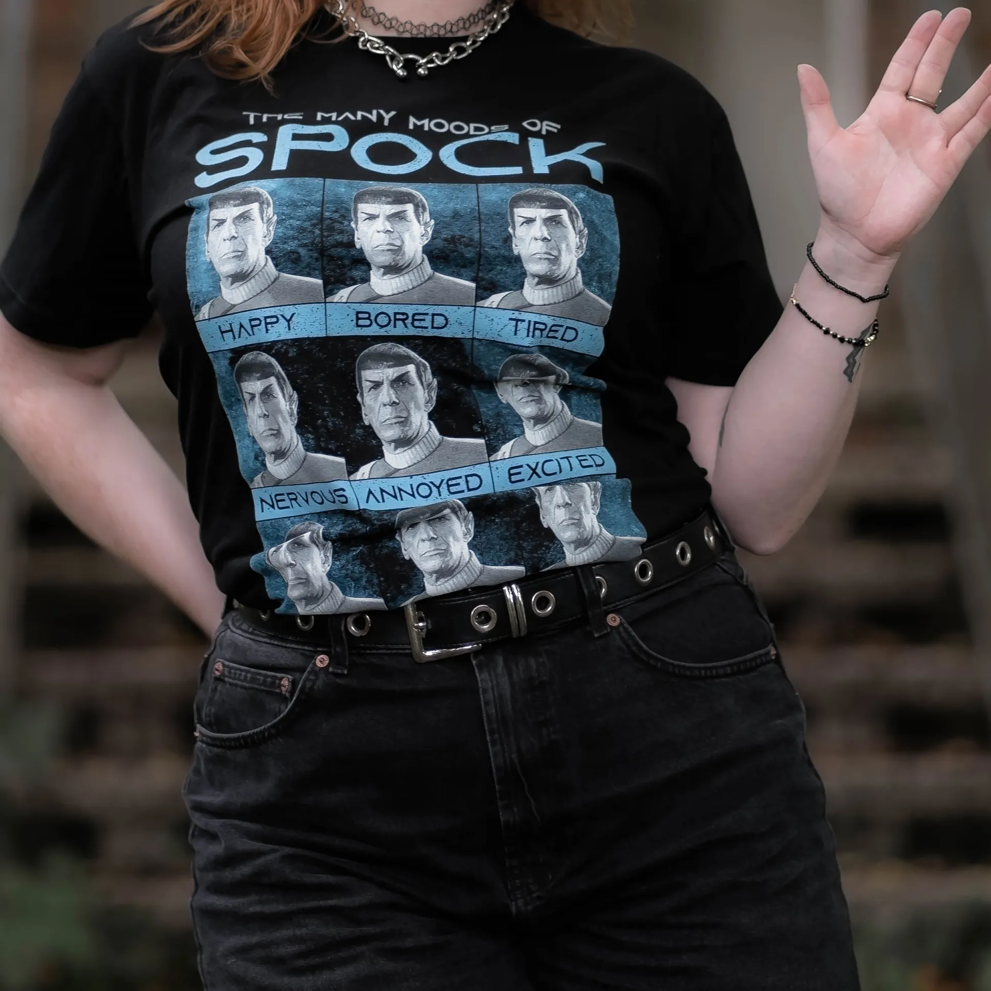 Star Trek - Many Mood of Spock T-shirt zwart