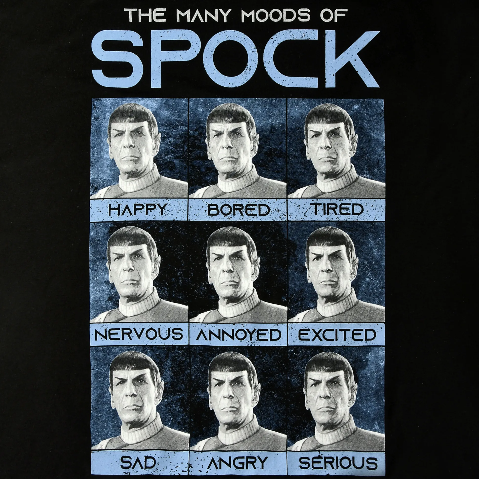 Star Trek - Many Mood of Spock T-shirt zwart