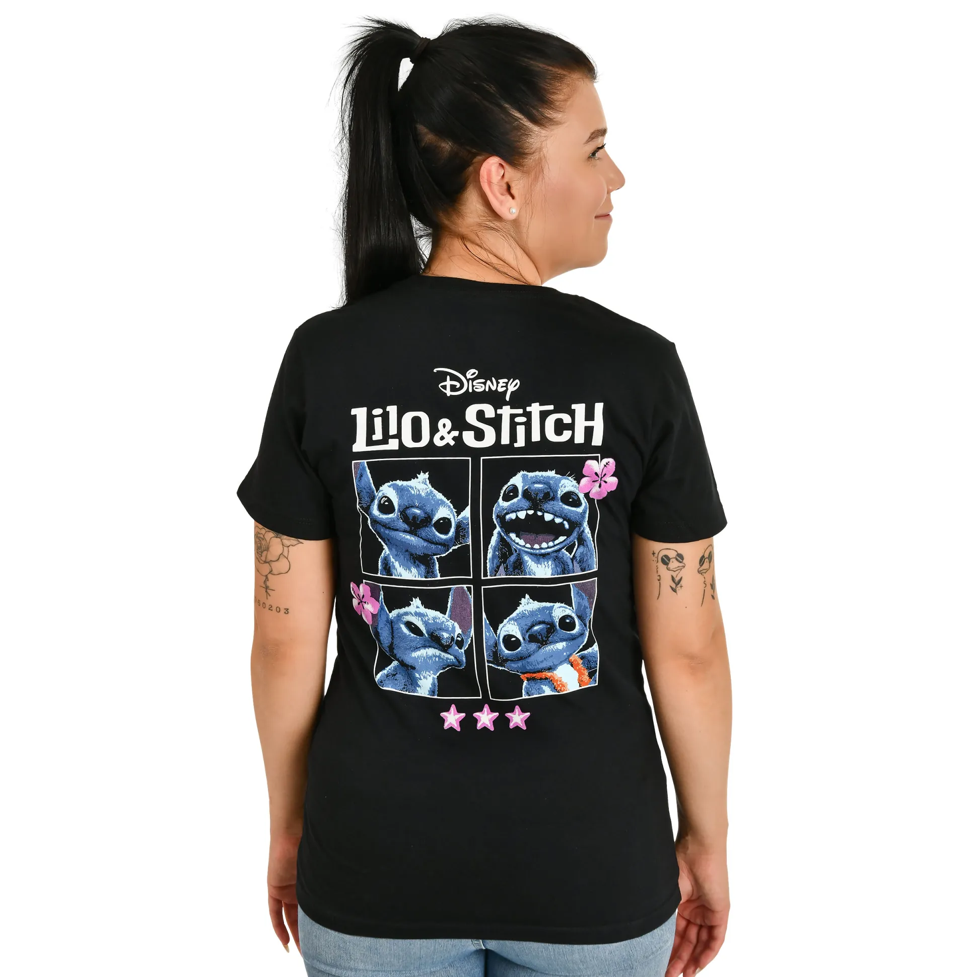 Stitch T-shirt Dames Zwart - Lilo & Stitch