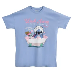 Stitch Wash Away lang T-shirt blauw - Lilo & Stitch