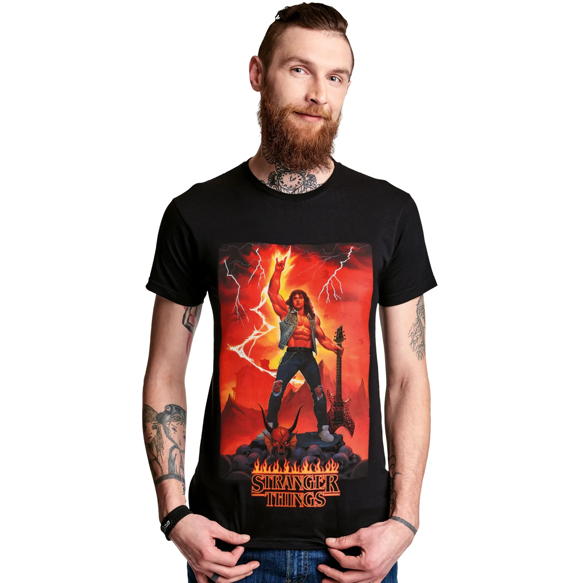 Stranger Things - Eddie Rocks T-shirt zwart