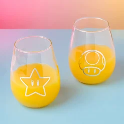 Super Mario - Ster & Super Paddenstoel Glazen Set van 2