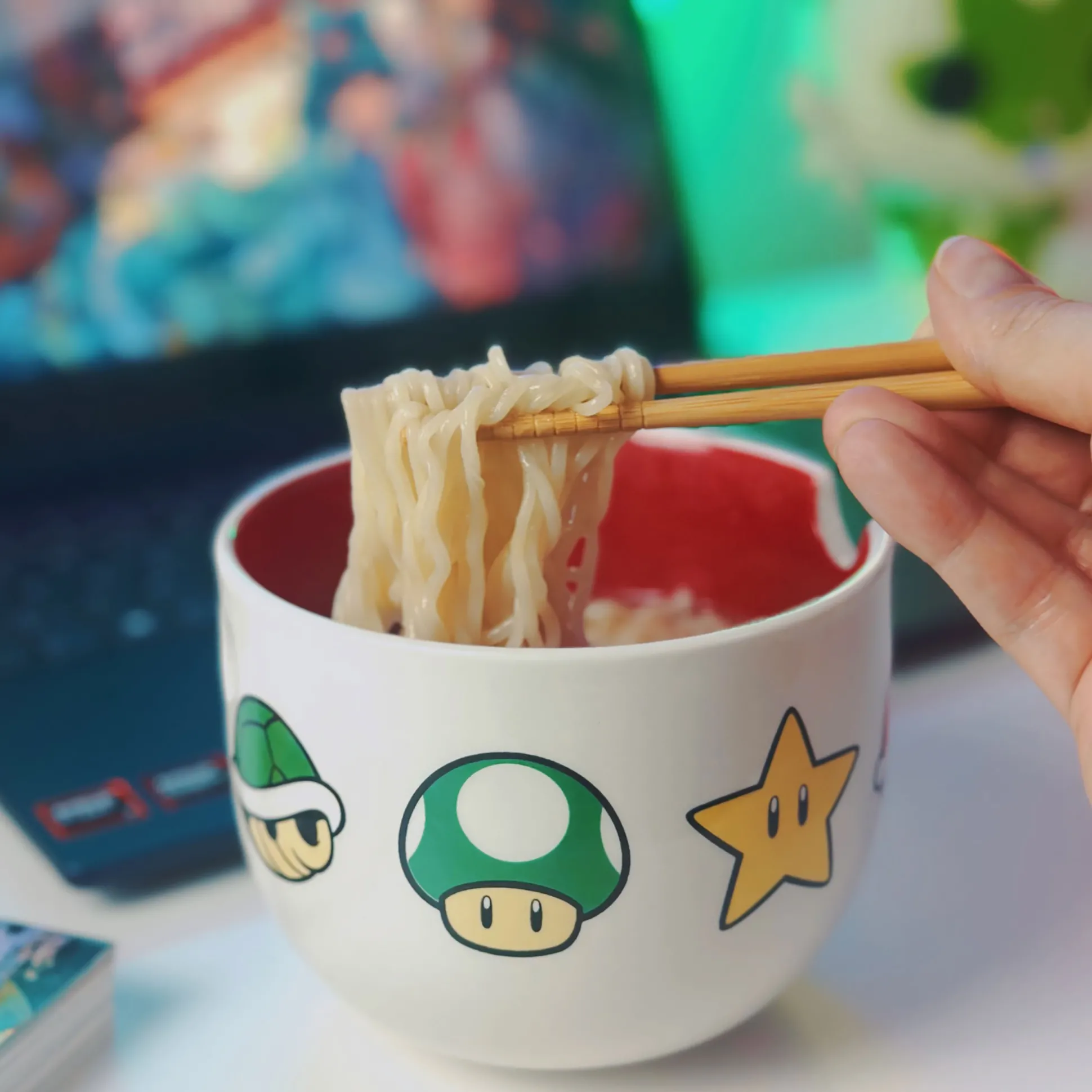 Super Mario - Symbolen Ramen Kom met Eetstokjes