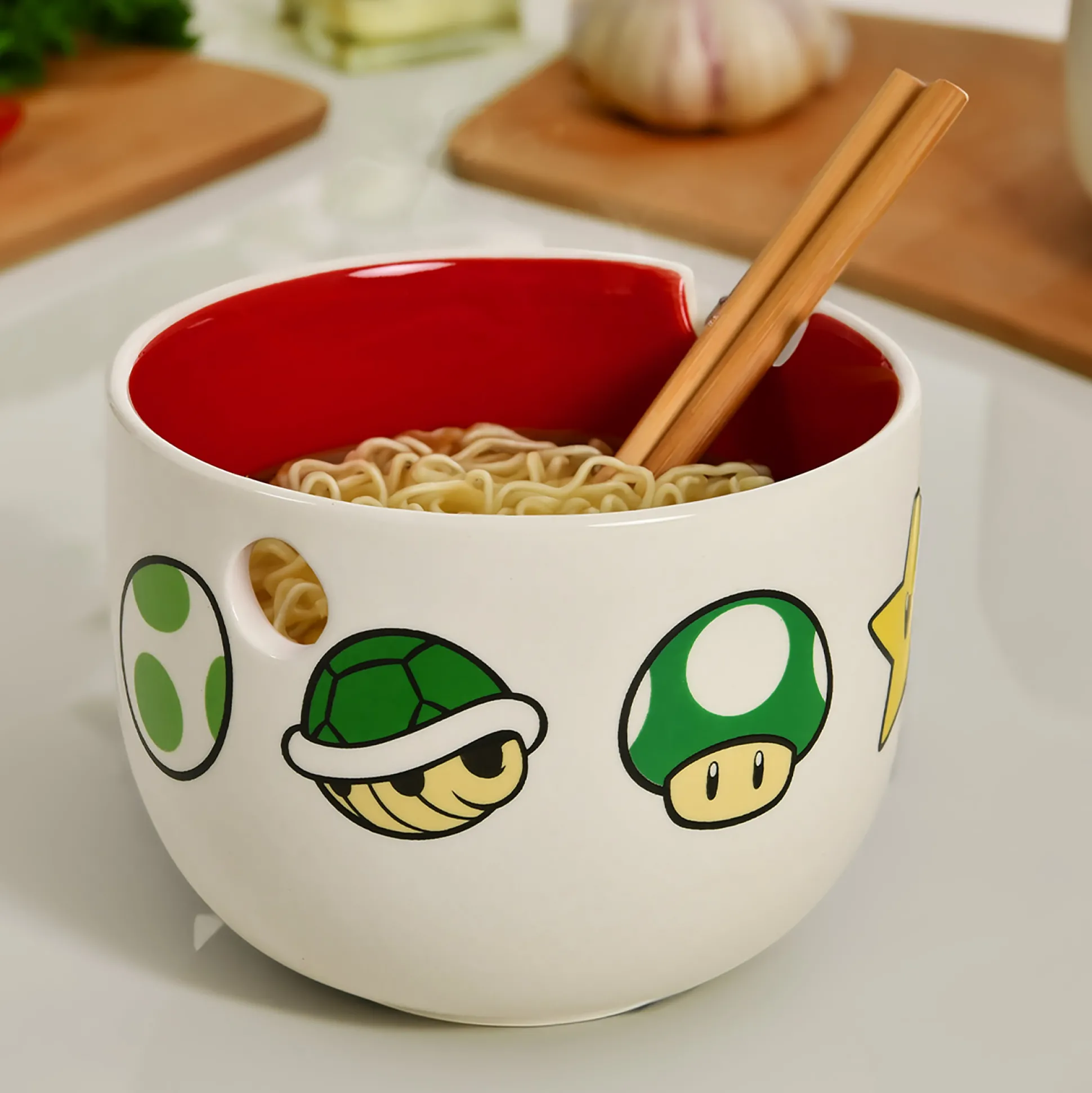 Super Mario - Symbolen Ramen Kom met Eetstokjes