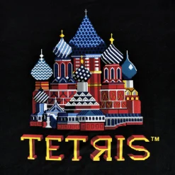 Tetris - Rood Vierkant Titelscherm T-shirt Zwart