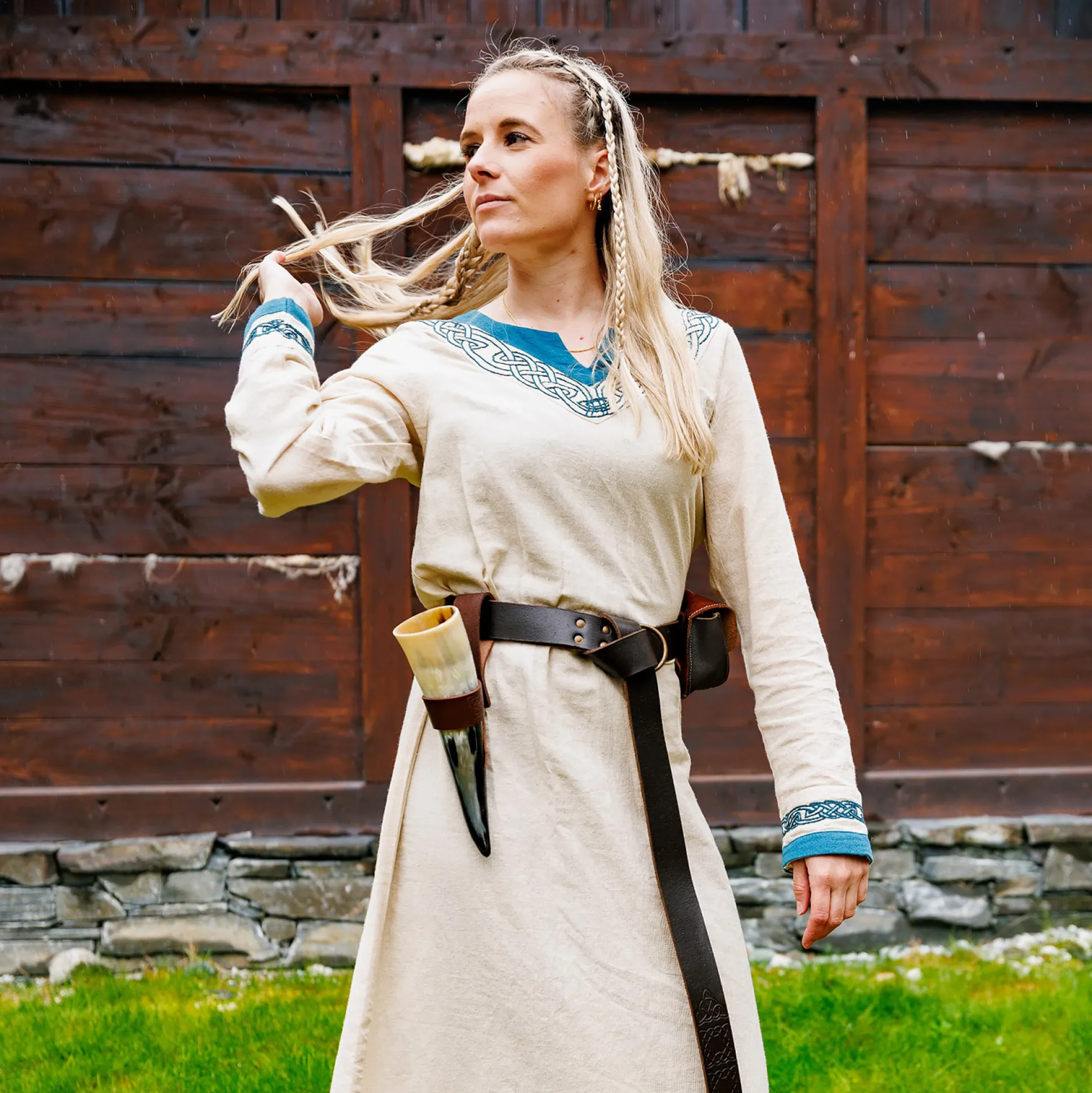 Viking Jurk Lagertha Beige-Blauw