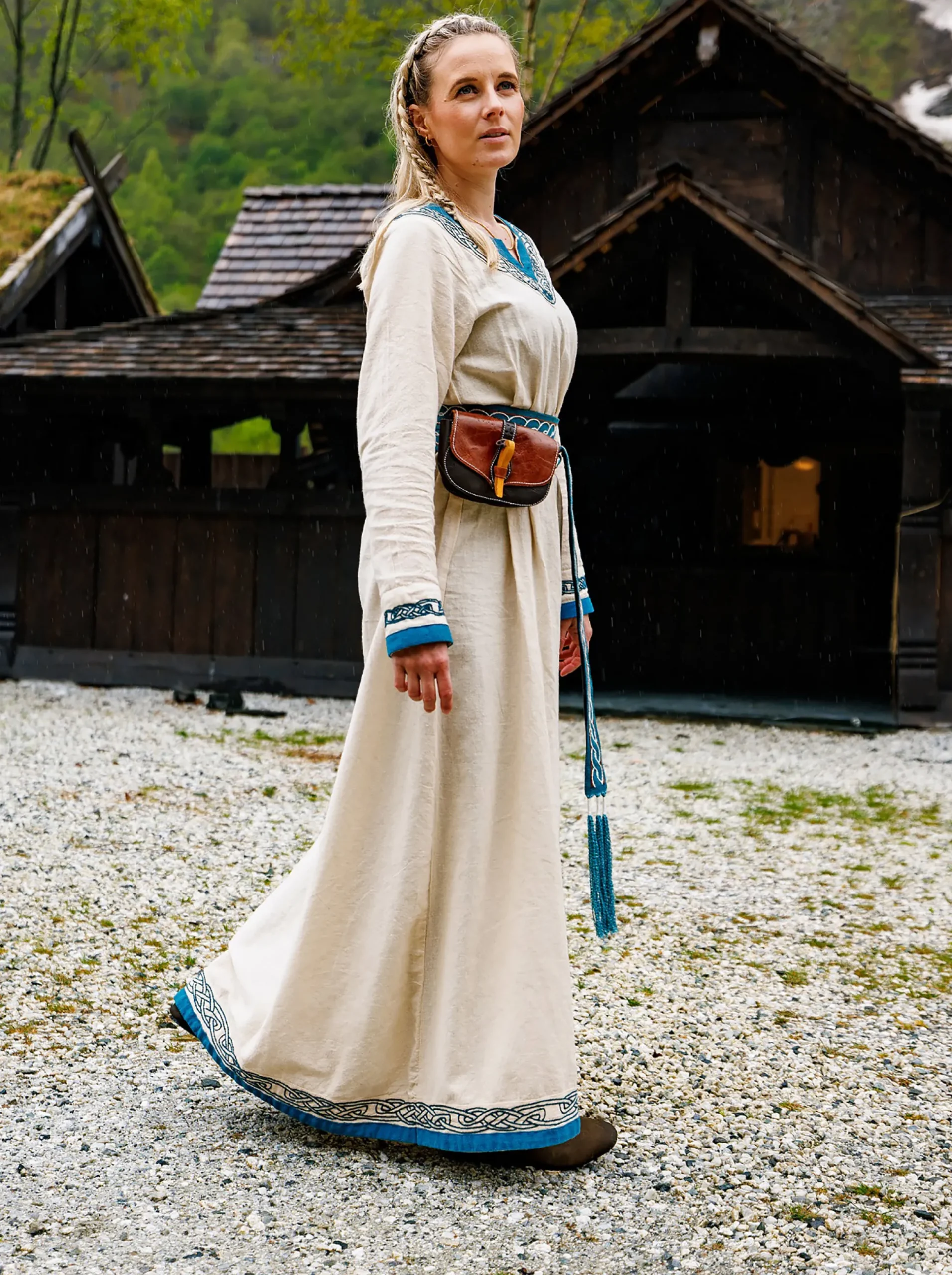 Viking Jurk Lagertha Beige-Blauw