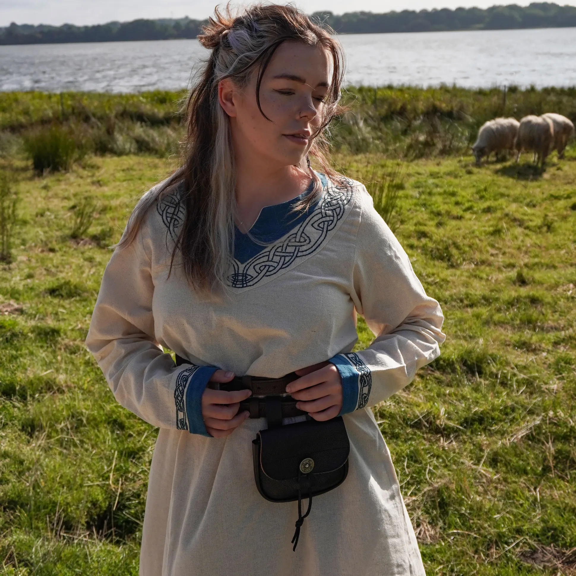 Viking Jurk Lagertha Beige-Blauw