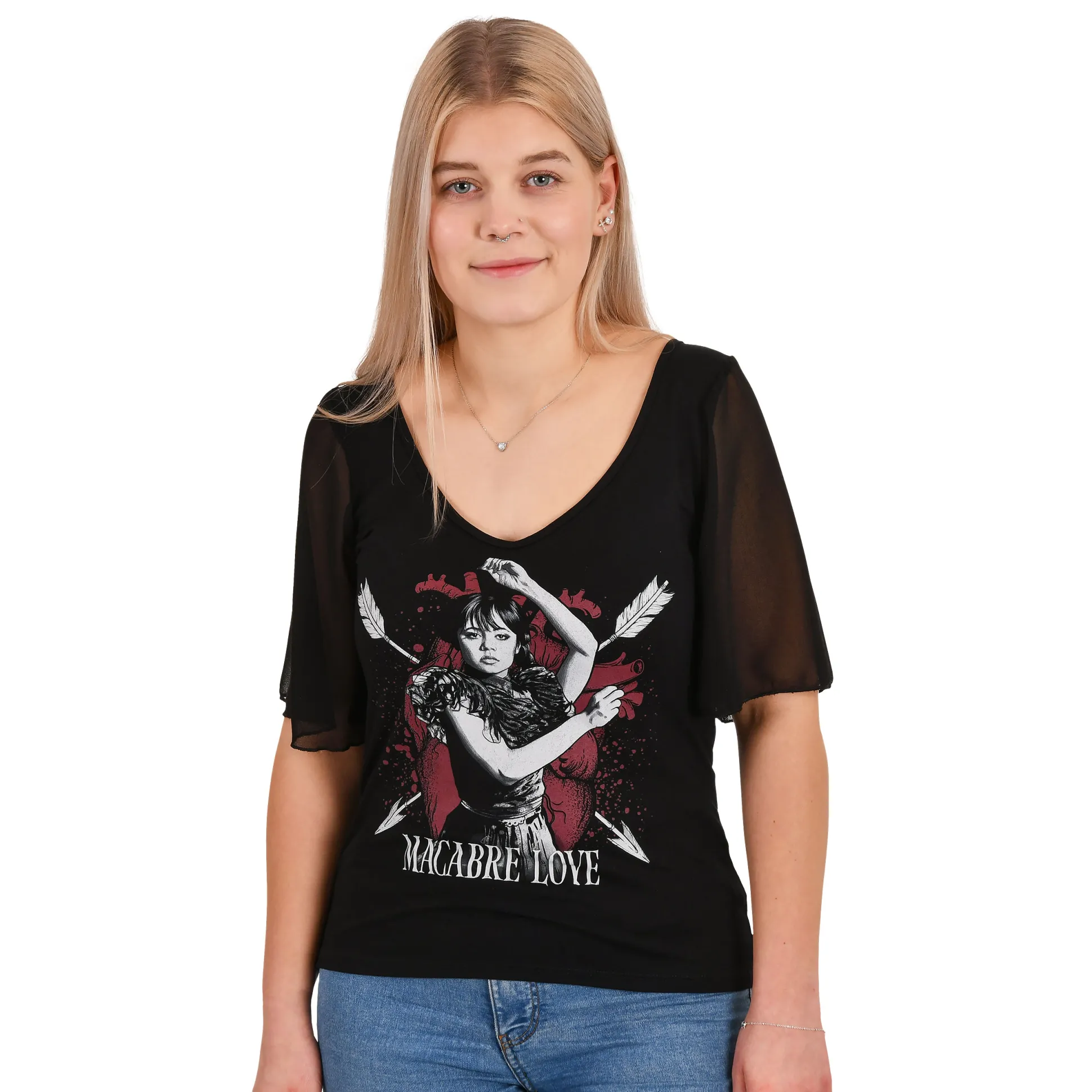Wednesday - Macabere Liefde T-shirt met Vlindermouwen