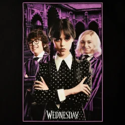 Wednesday met Enid en Eugene Collage T-Shirt zwart