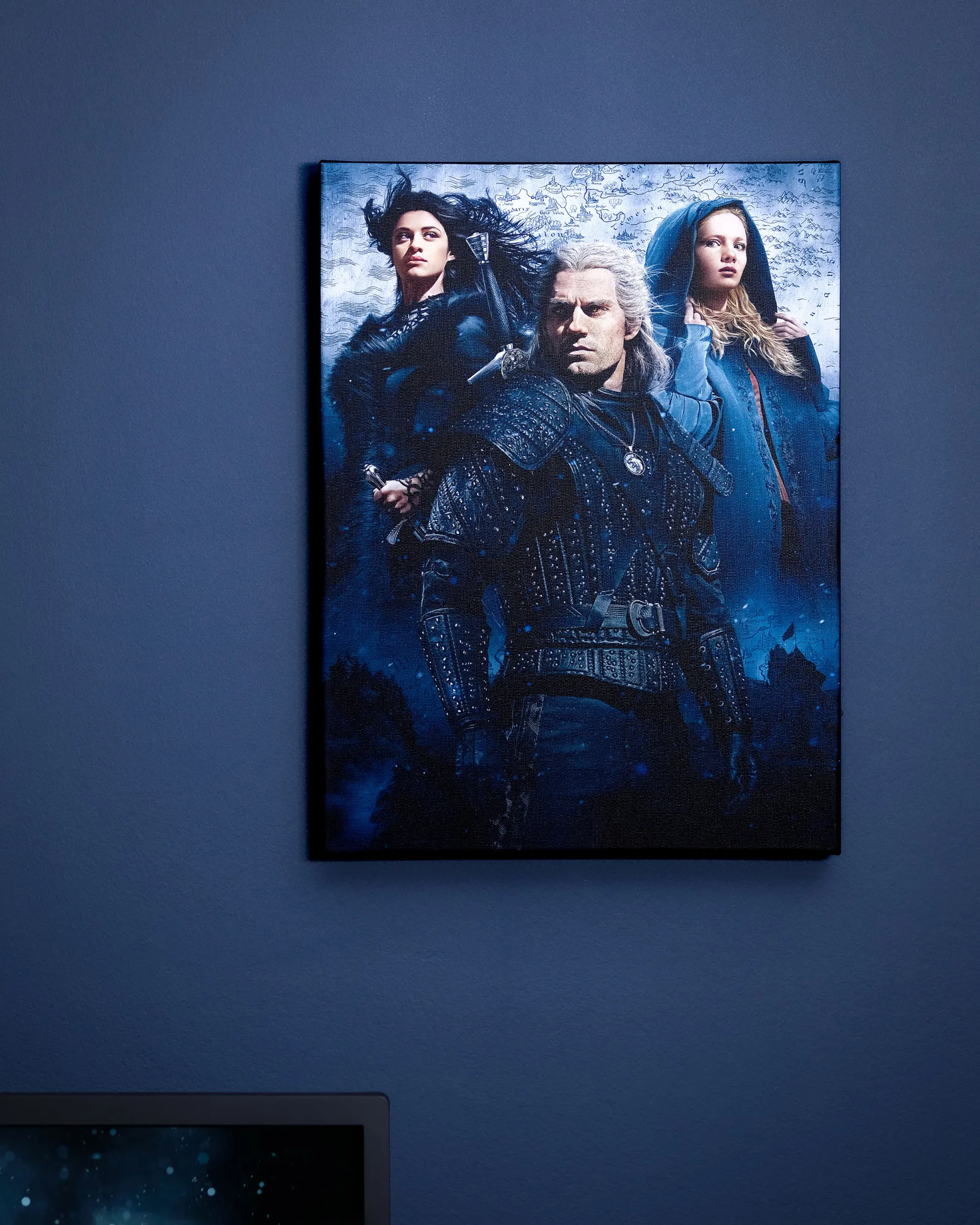 Witcher - Ciri, Yennefer & Geralt Wandbeeld met licht